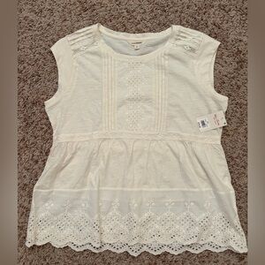 Lucky Brand flowy, cotton blouse with lace accent